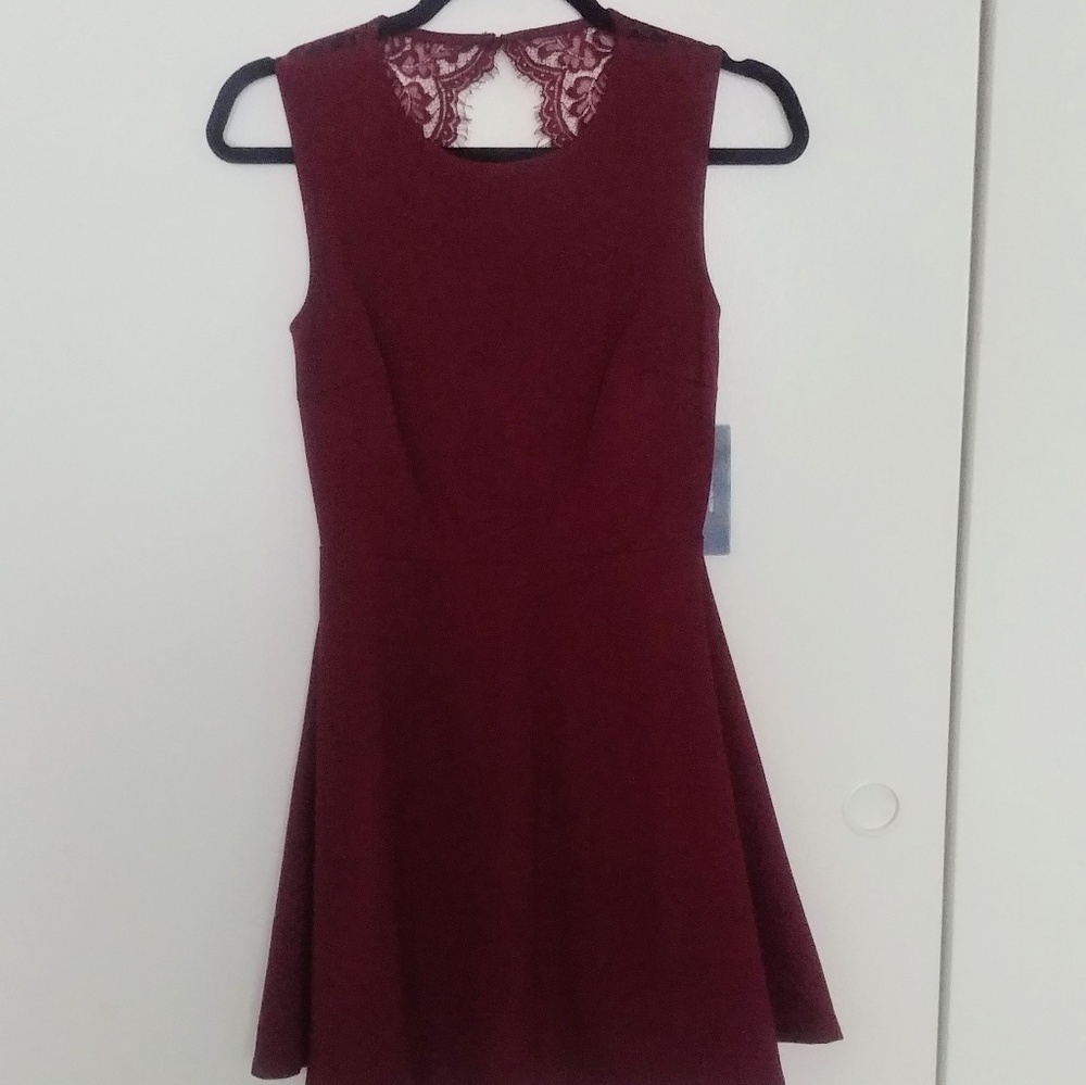 Lulu's Red A-line Dress with Lace Open Back
